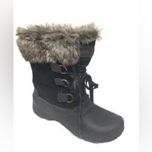 Khombu Leather Waterproof Faux Fur Winter Snow Boots Size 6 ❄️